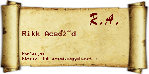 Rikk Acsád névjegykártya